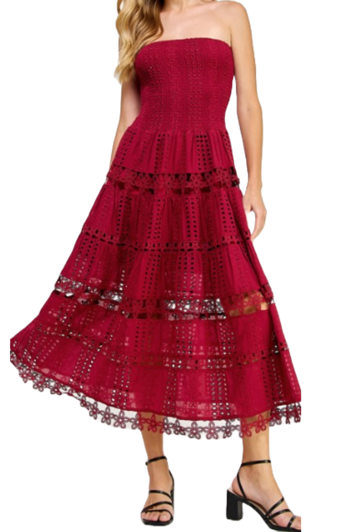 The Axelle Midi Dress- Burgundy