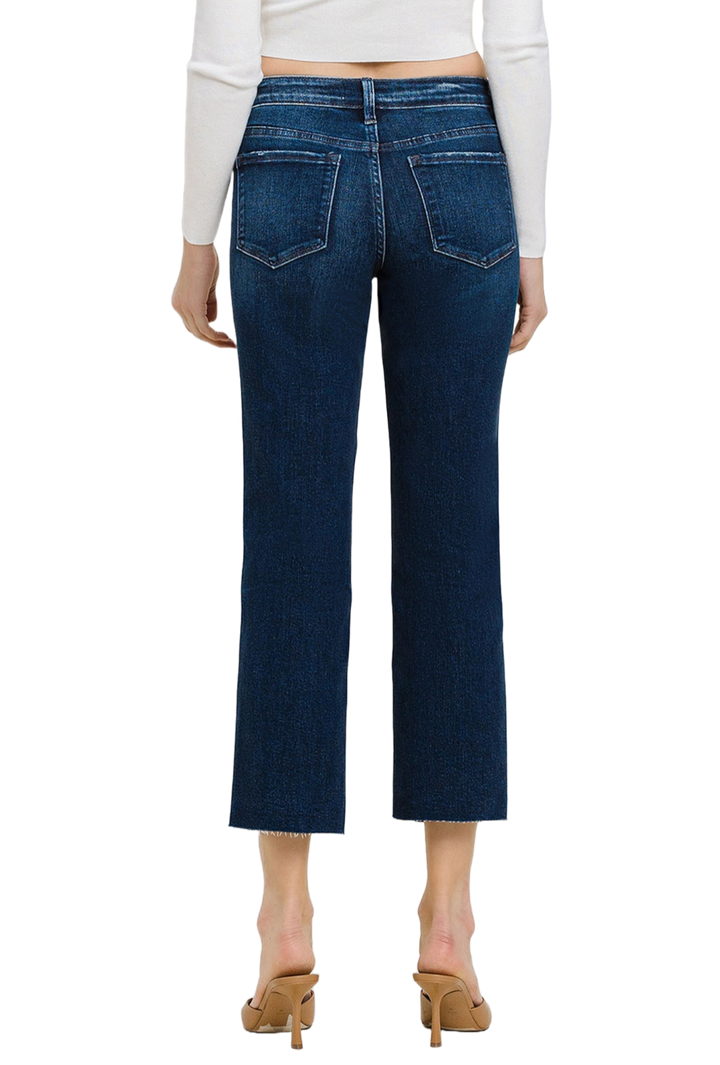 Mid Rise Cropped Straight Jeans