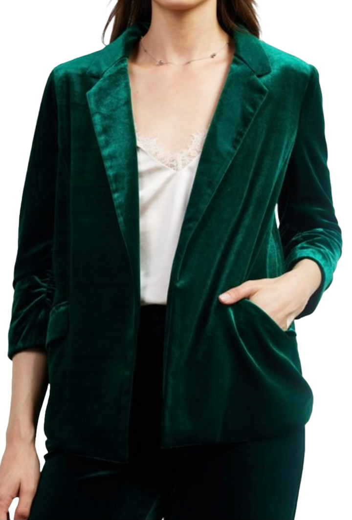 The Haylee Blazer- Green Velvet