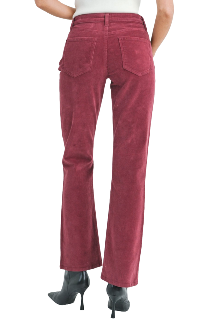 Slim Bootcut Burgundy Corduroy Pants