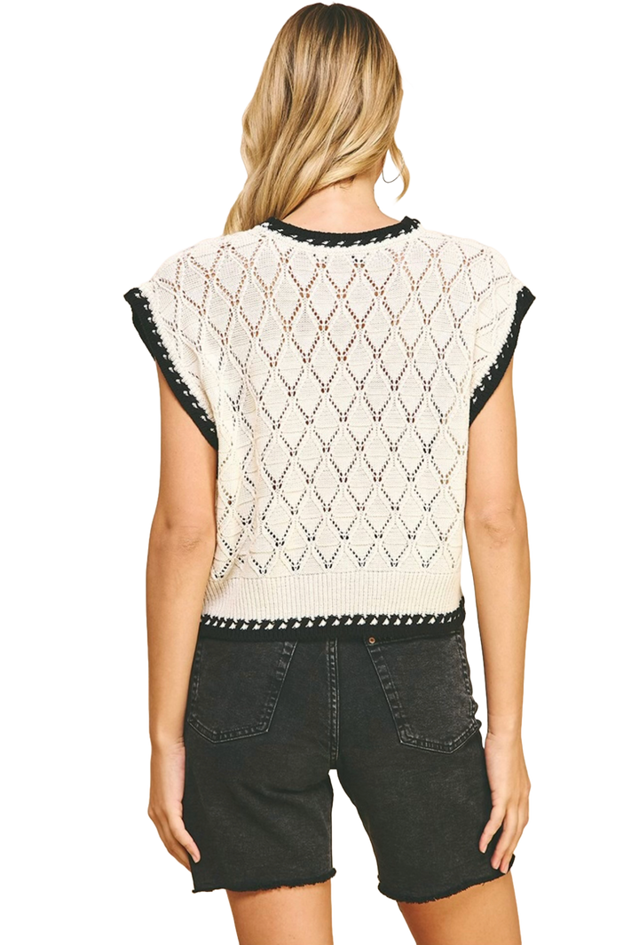 The Valeria Top- Ivory and Black