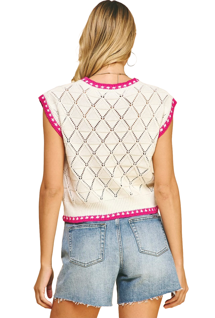 The Valeria Top- Ivory and Pink