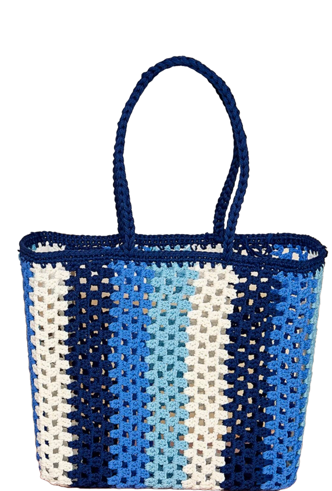 Crochet Bag- Blue and White Stripe