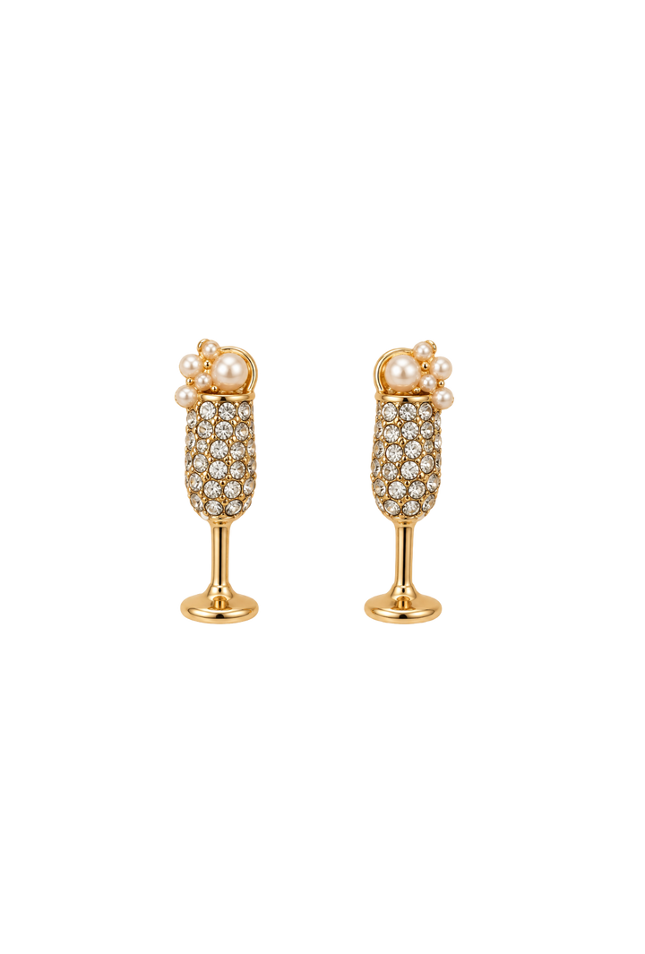 The Champagne Earrings- Silver