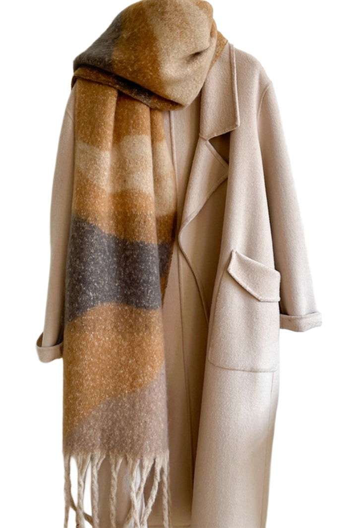 Colorblock Winter Scarf- Caramel