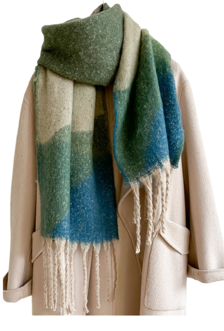 Colorblock Winter Scarf- Olive