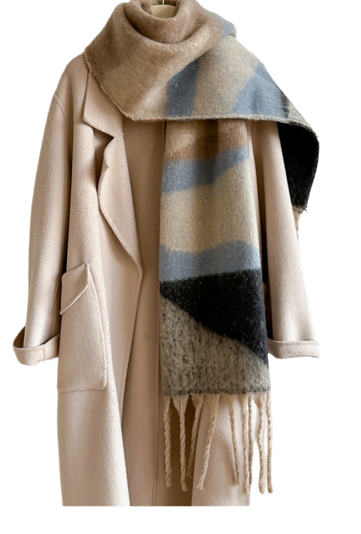 Colorblock Winter Scarf- Khaki