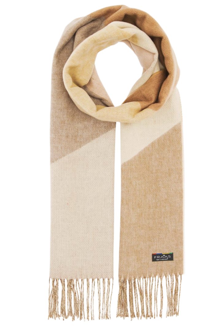 Colorblock Chevron Scarf- Beige