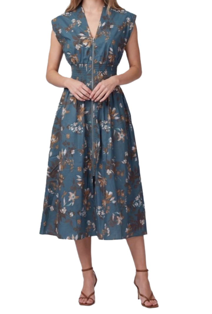 The Quincy Midi Dress- Dusty Blue