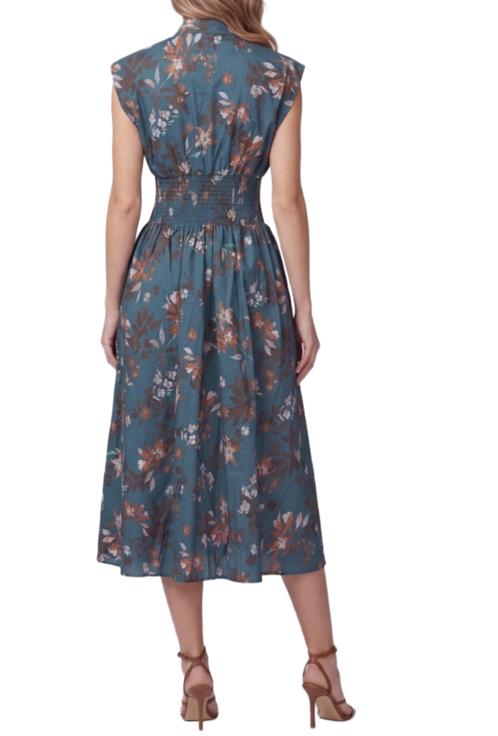 The Quincy Midi Dress- Dusty Blue