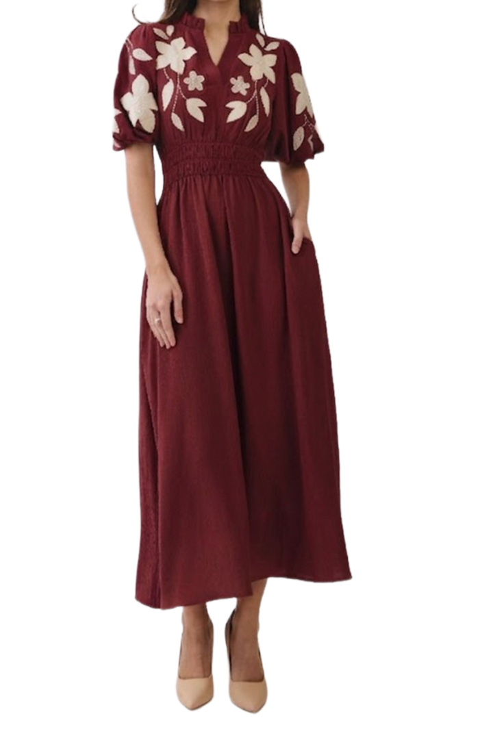 The Jobelle Midi Dress- Wine
