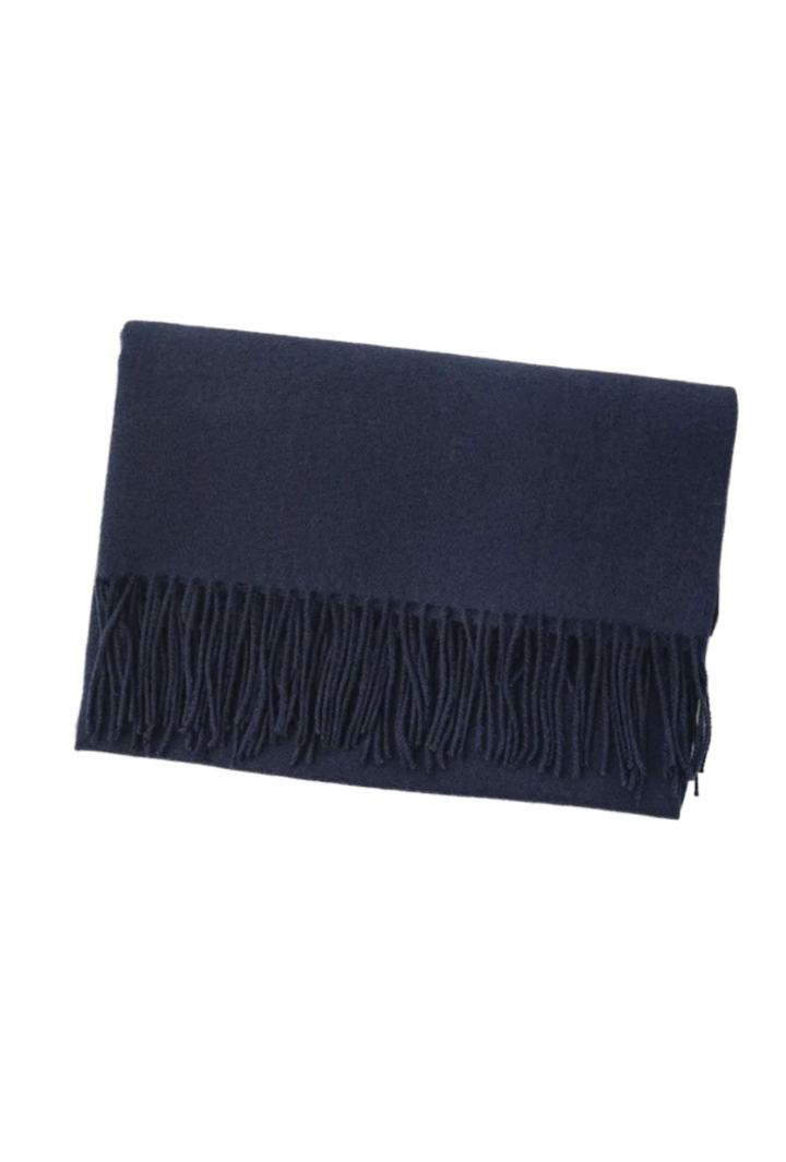 Classic Soft Fringe Scarf- Navy
