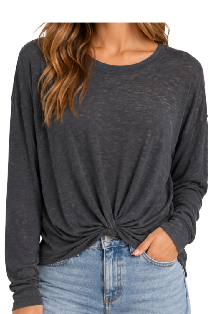The Amalia Top- Charcoal