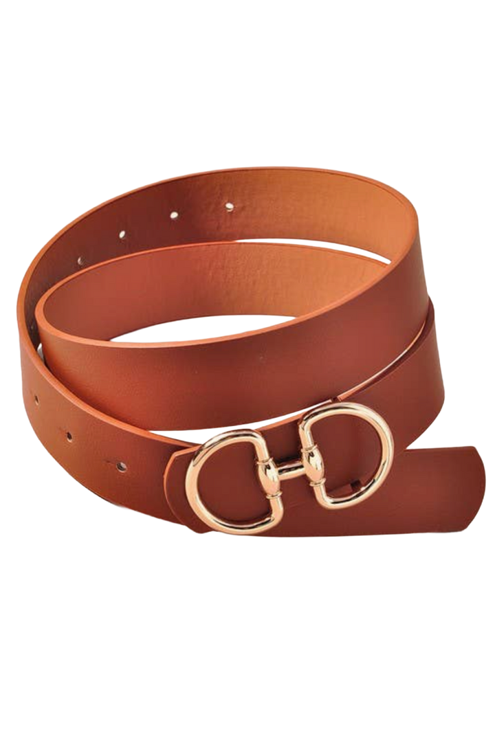 Horseshoe Buckle Belt- Cognac