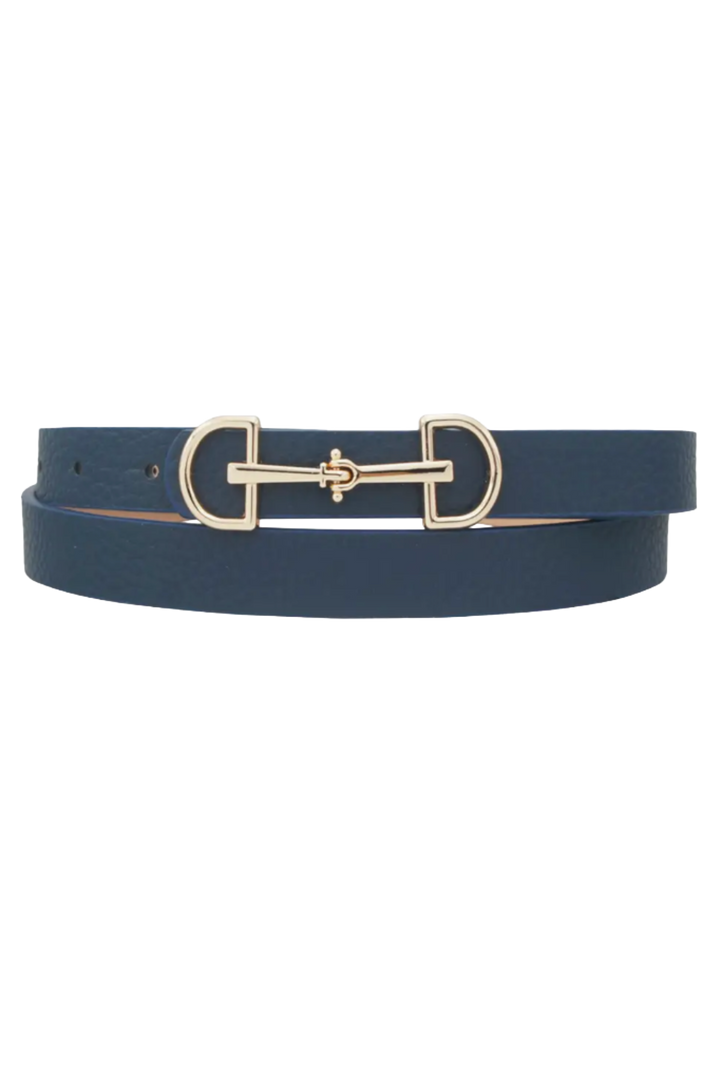 Mini Horseshoe Buckle Belt- Navy