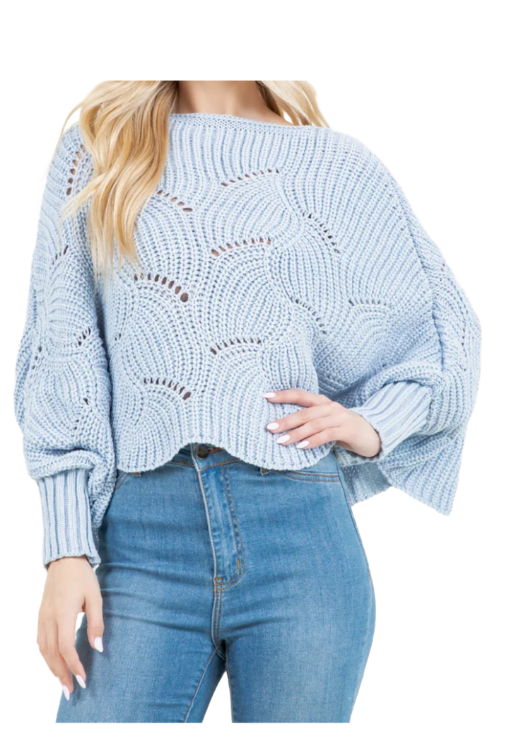 Solid Color Poncho Scarf- Light Blue