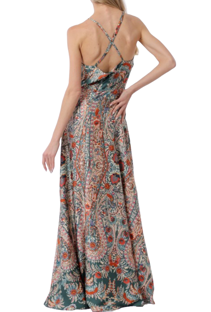 The Katana Maxi Dress- Teal Print