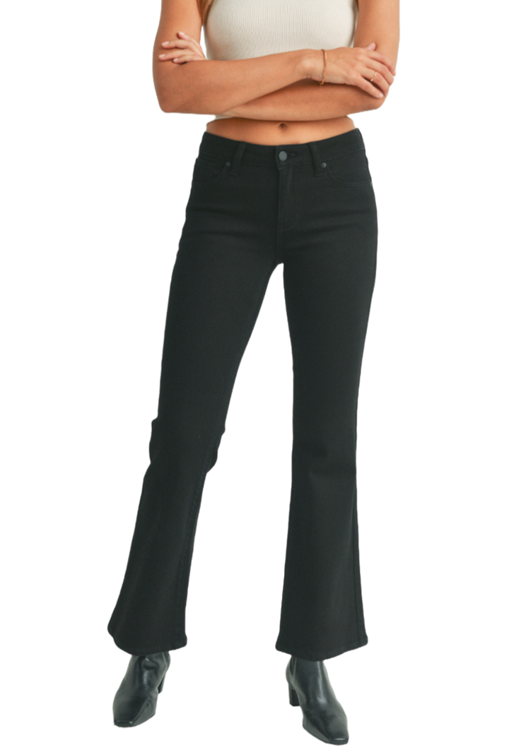 Black Low Rise Flared Jeans