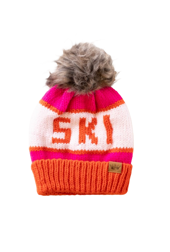 "Ski" Hat- Pink and Orange