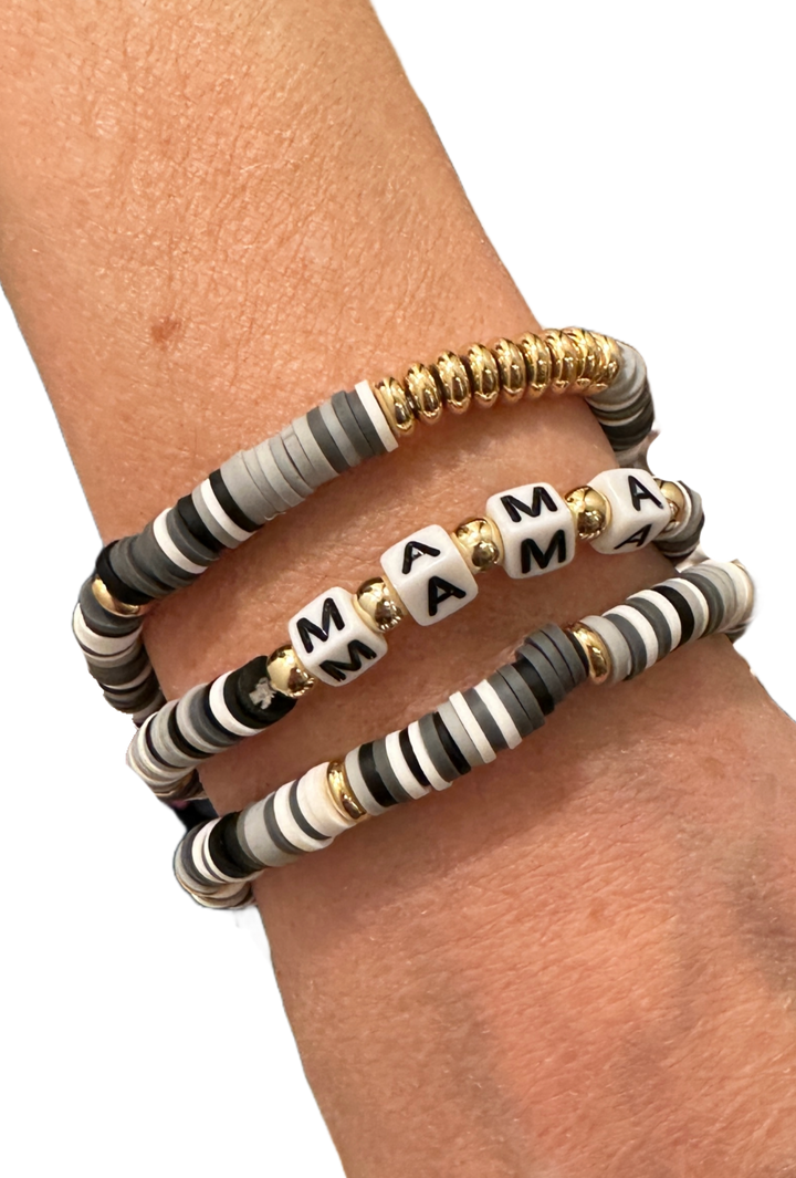 "Mama" Bracelet- Black and Grey