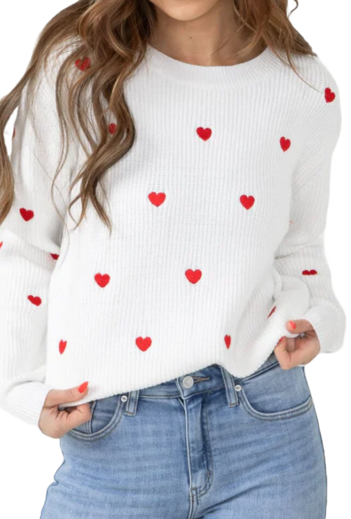 The Kristin Sweater- Red and White