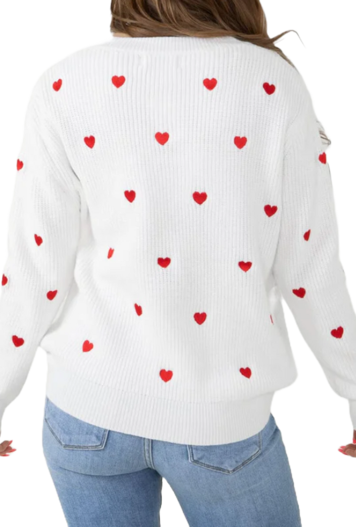 The Kristin Sweater- Red and White