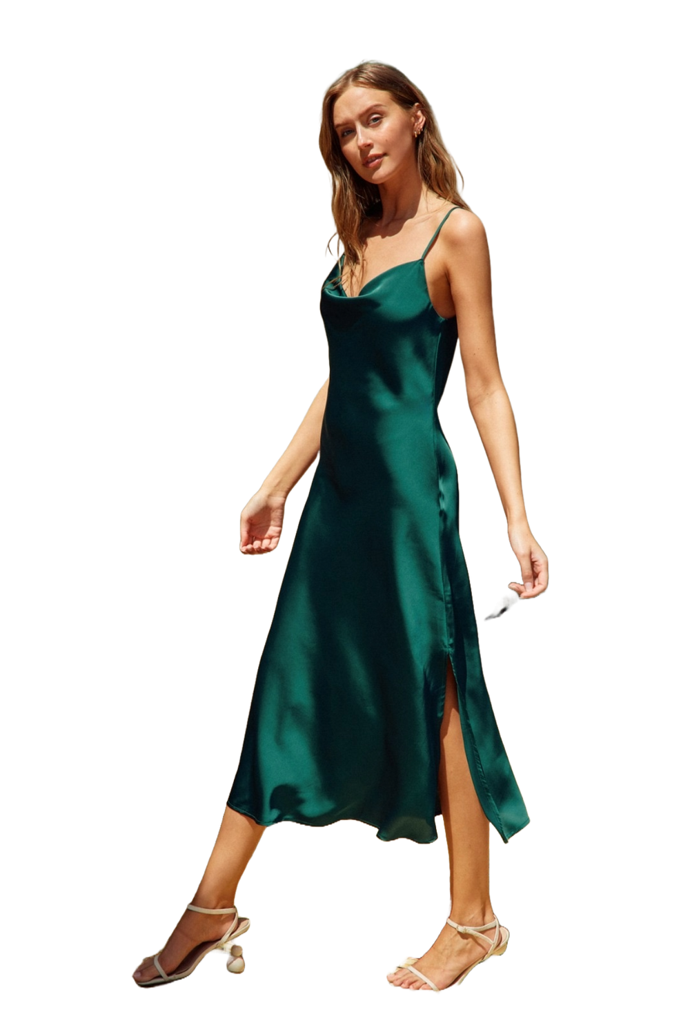 forest green slip dress Emerald Isle Green 90s Style Silk Slip Dress