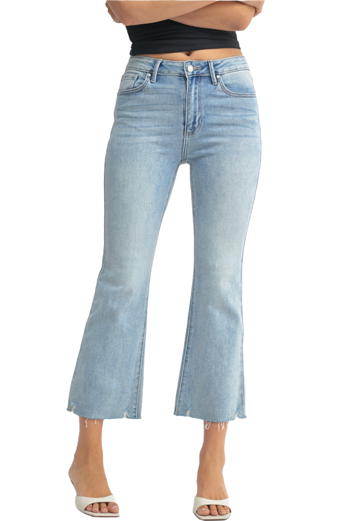 Light Wash Cropped Flare Jean