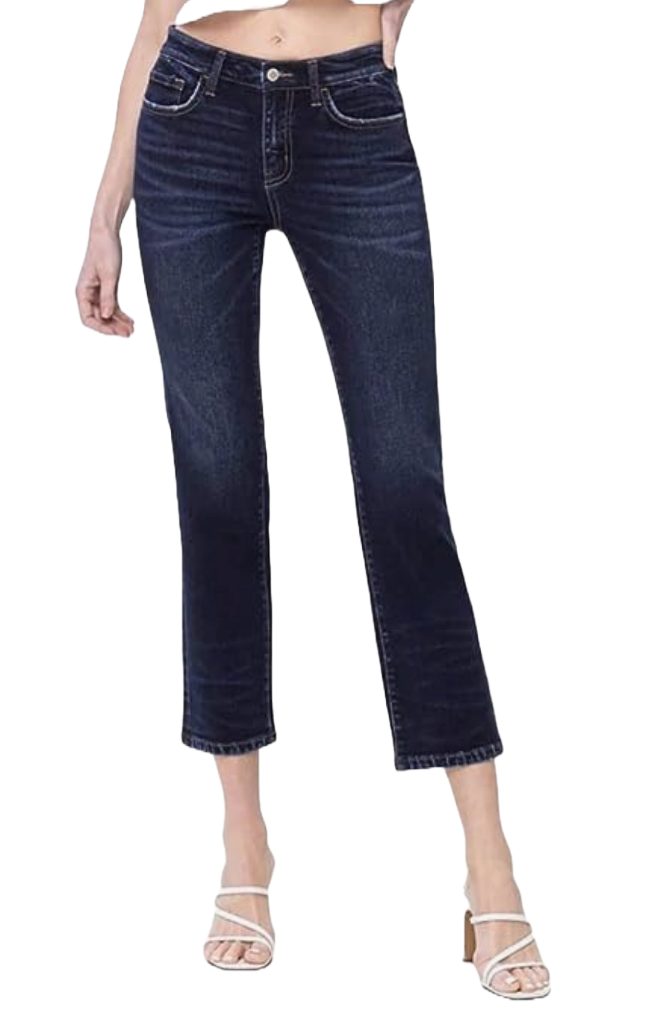 Dark Wash Mid-Rise Slim Straight Jean