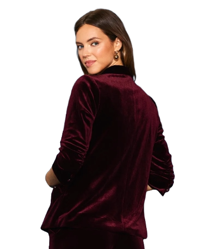 The Haylee Blazer- Burgundy Velvet