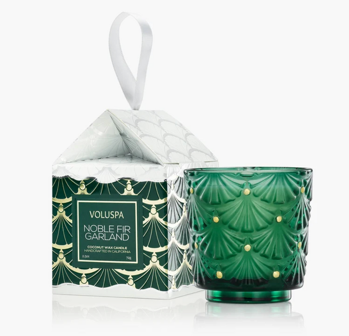 Noble Fir Garland Ornament Pedestal Candle