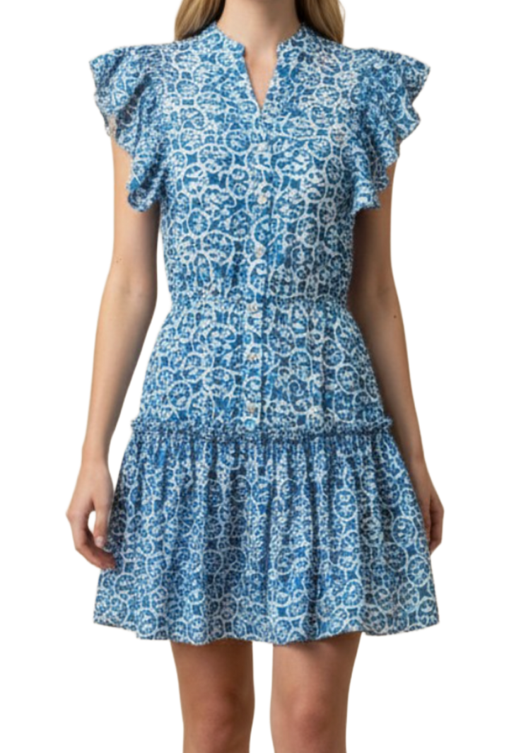 The Jeanne Mini Dress- Blue