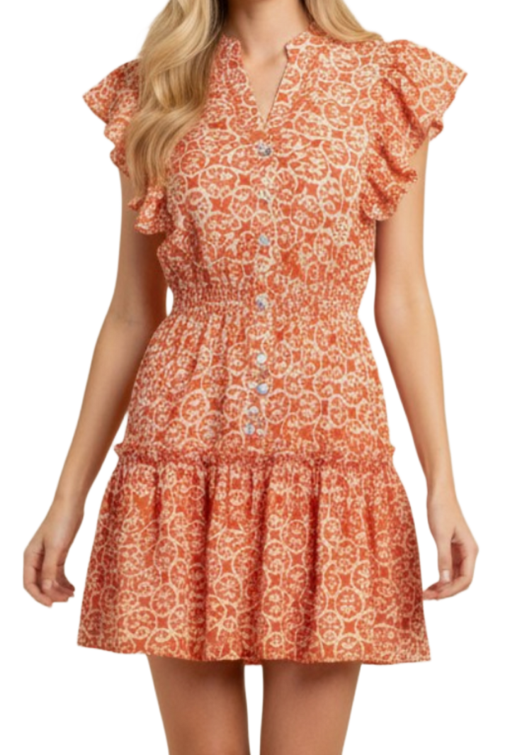 The Jeanne Mini Dress- Burnt Orange