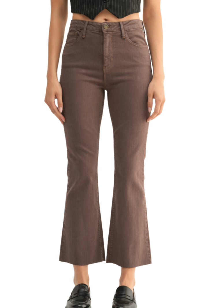 High Rise Brown Tonal Crop Flare