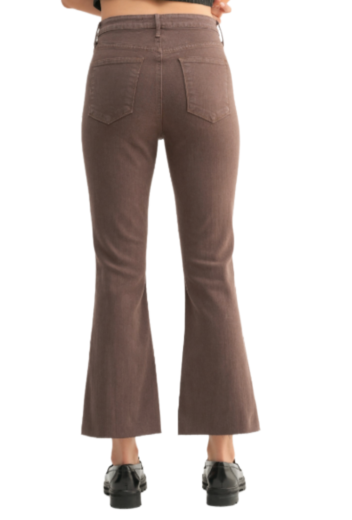 High Rise Brown Tonal Crop Flare