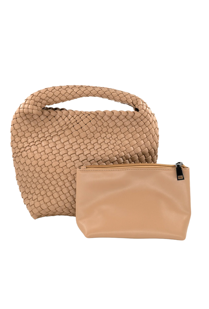 Medium Woven Tote Bag- Taupe