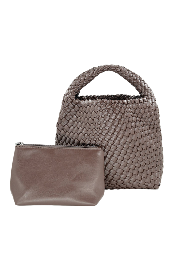 Medium Woven Tote Bag- Brown