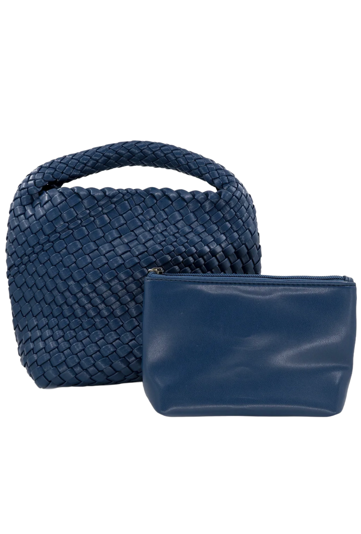 Medium Woven Tote Bag- Navy