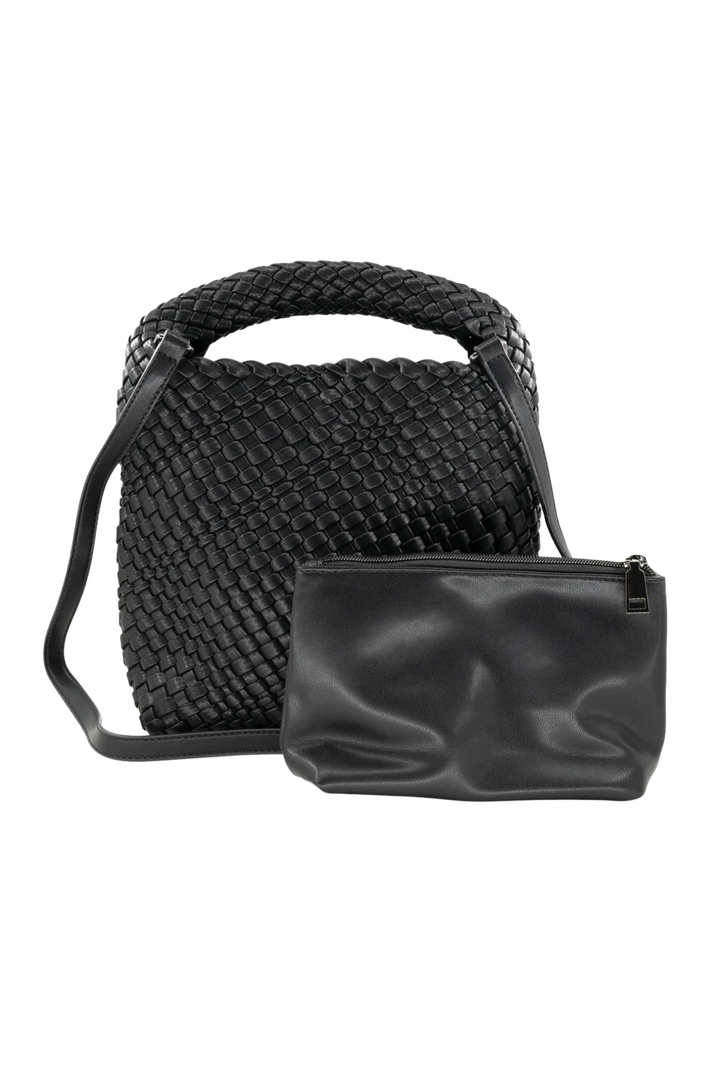 Medium Woven Tote Bag- Black