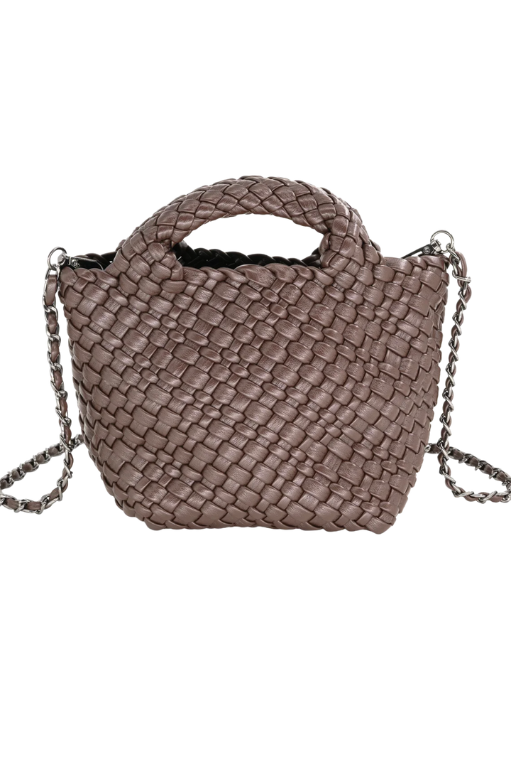 Mini Woven Tote Bag- Brown