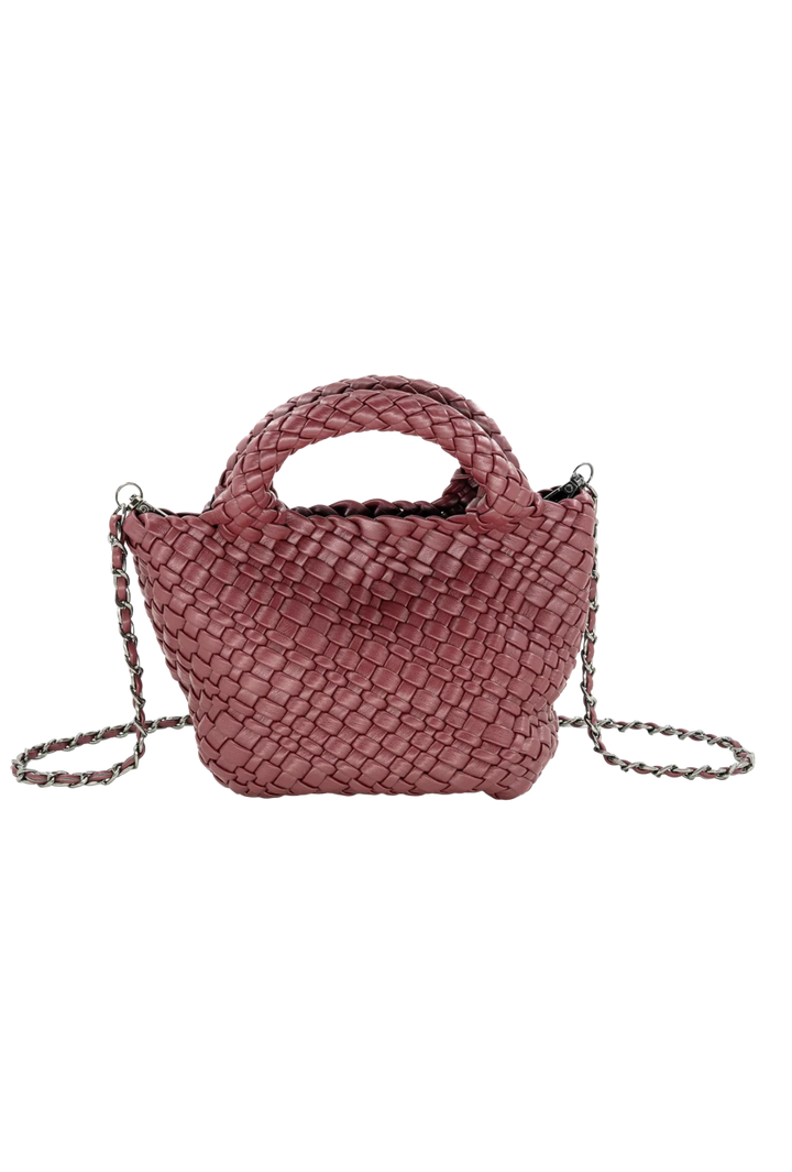 Mini Woven Tote Bag- Burgundy