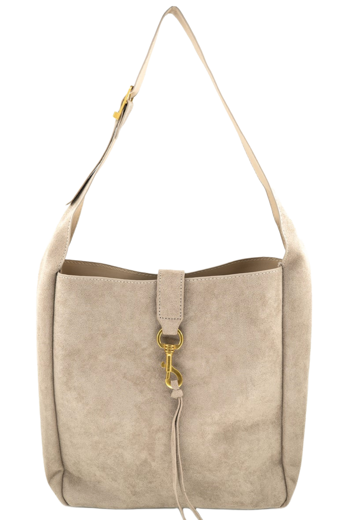 Vegan Suede Shoulder Bag- Taupe