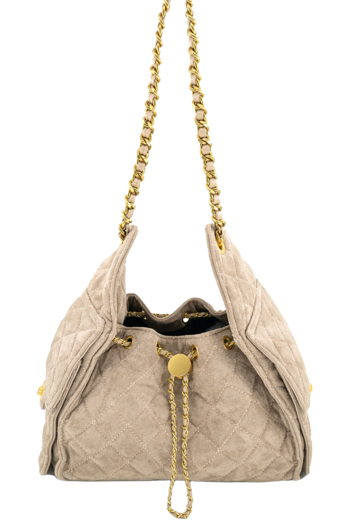 Quilted Vegan Suede Shoulder Bag