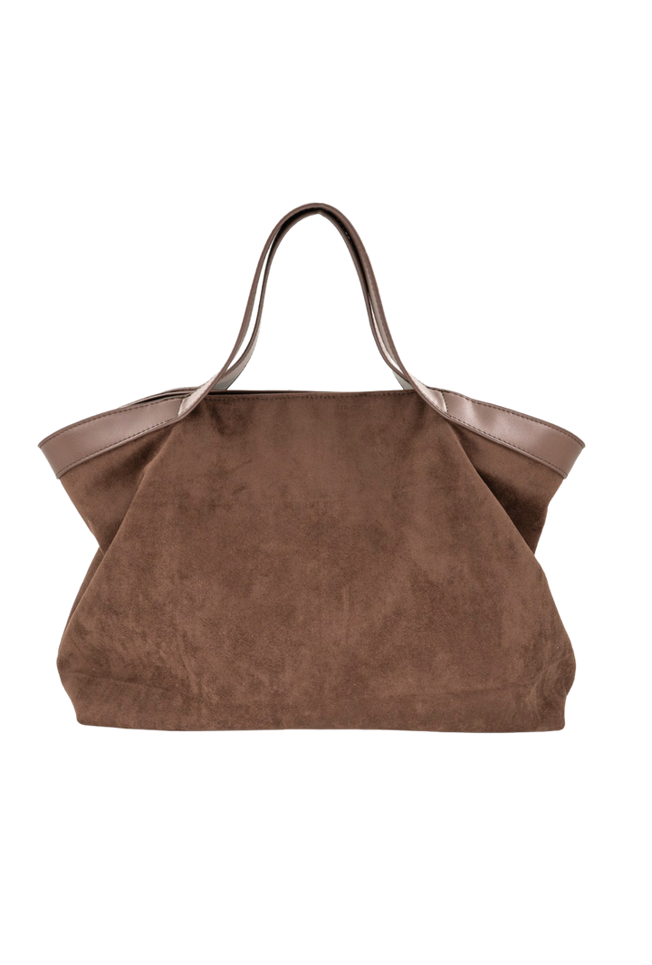 Vegan Suede Slouchy Tote Bag- Chocolate