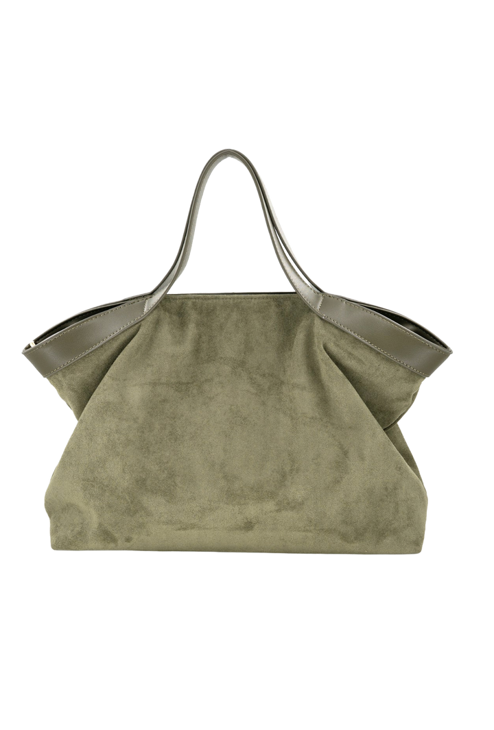 Vegan Suede Slouchy Tote Bag- Olive