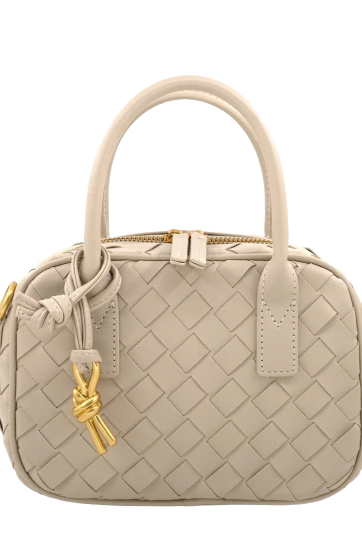 Woven Vegan Leather Satchel Bag
