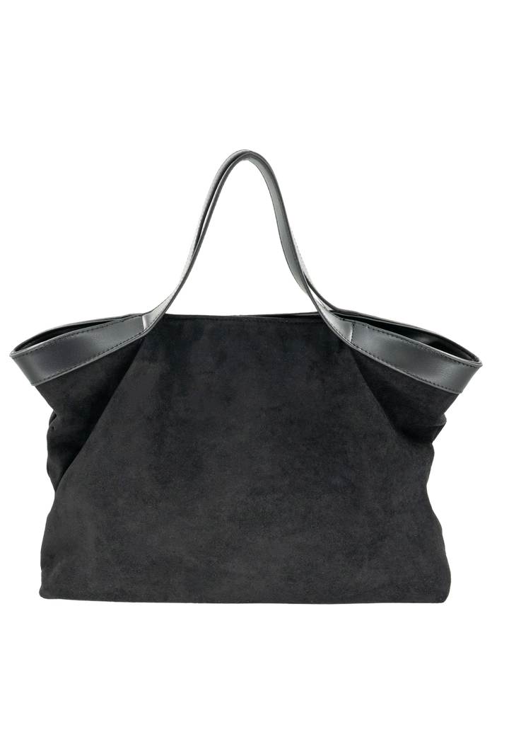 Vegan Suede Slouchy Tote Bag- Black