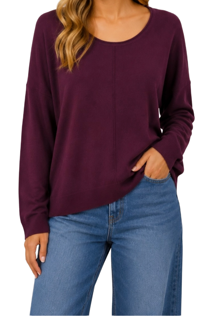 The Marlene Sweater- Plum