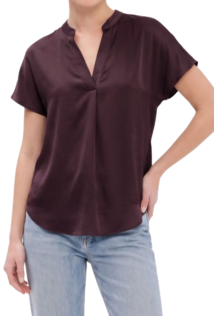 The Ashlyn Top- Plum Crinkle Satin