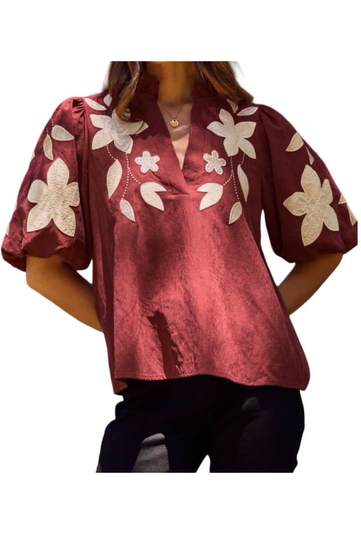 The Avenal Blouse- Maroon